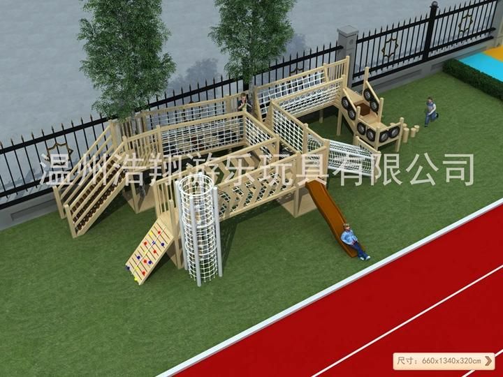 2021 Latest Outdoor Adventure Wooden Playground for Children