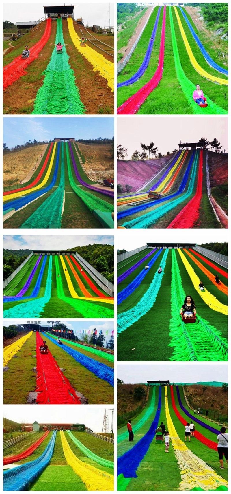 Customized Outdoor Grass Rainbow Slide Kids Amusement Park Playground Equipment