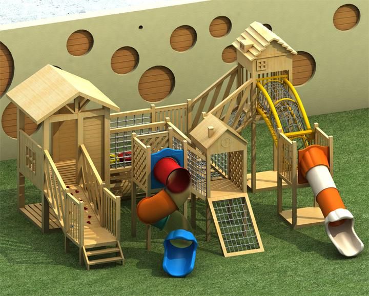 Plastic Wood Outdoor Children Playground for Amusement Park/School
