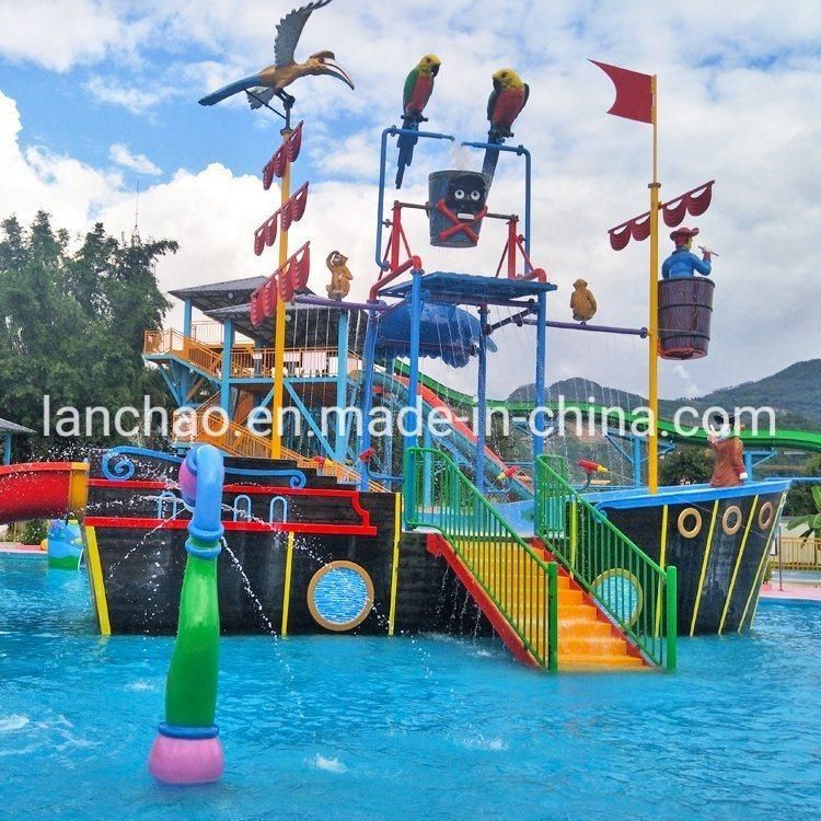 Fiberglass Pirate Ship Splash Park Water Playground Equipment