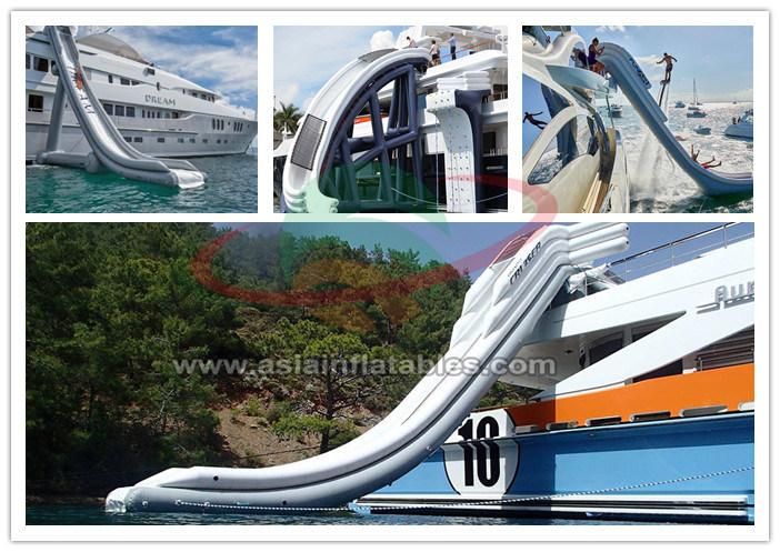 Inflatable Curved Boat Slide Commercial Grade Water Slides for Yacht