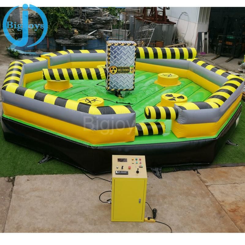 Outdoor Inflatable Meltdown Inflatable Wipeout Game, Mechanical Inflatable Sweeper Game for Kids and Adults