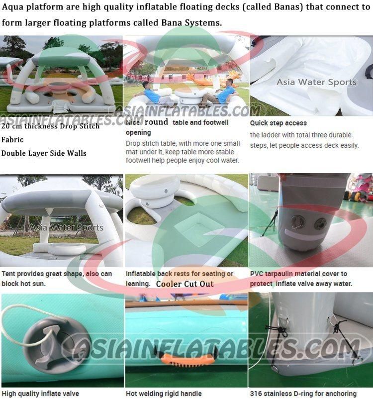 Inflatable Island Platform Bar Floating Dock Riviera Lounge