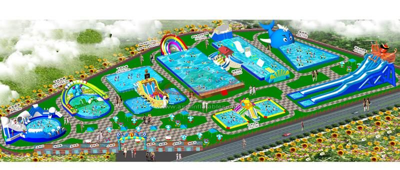 Giant Commercial Adult and Kids Land Inflatable Amusement Water Park for Sale