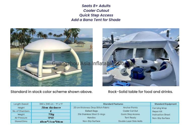 Inflatable Island Platform Bar Floating Dock Riviera Lounge