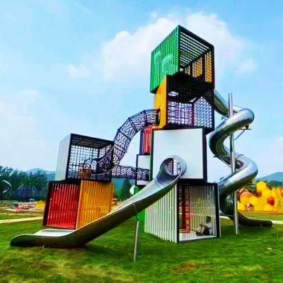 Customized Kids Outdoor Playground Amusement Park Stainless Steel Slide Equipment