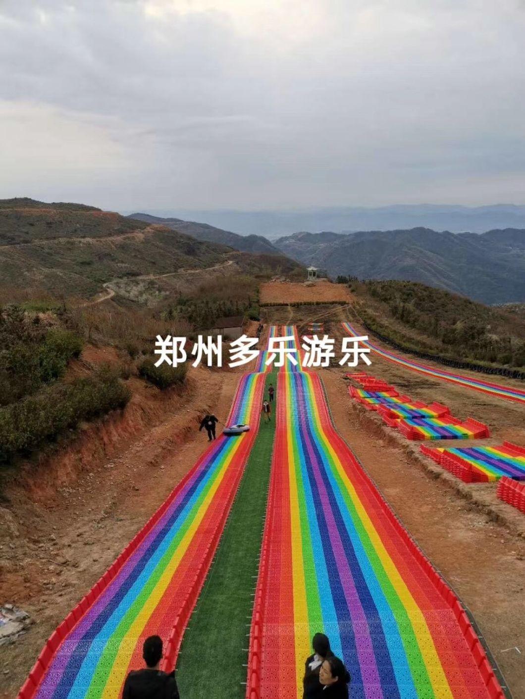China Supply Outdoor Playground Plastic Dry Ski Rainbow Snow Slip Slide Fun Park Equipment for Amusement Park