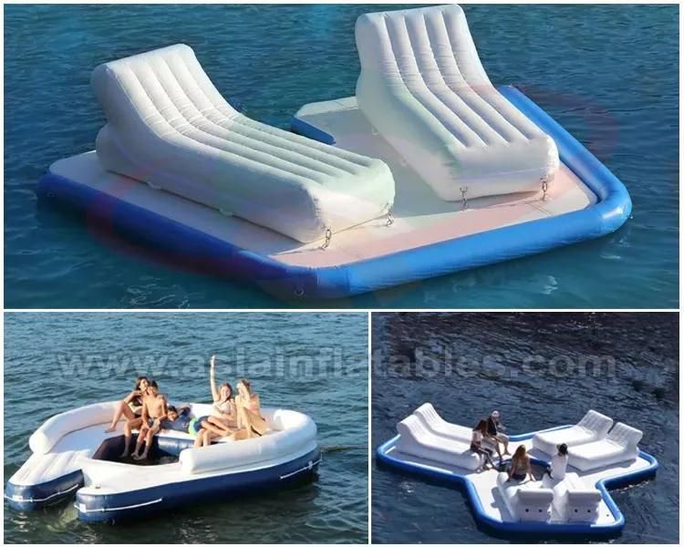 Dwf Custom Inflatable Aqua Banas, Inflatable Water Floating Island with Tent for Leisure Time