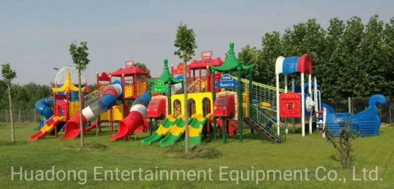 Hot Sell Kid Plastic Slides Outdoor Playground Equipment Big Amusement Park with Castle Theme