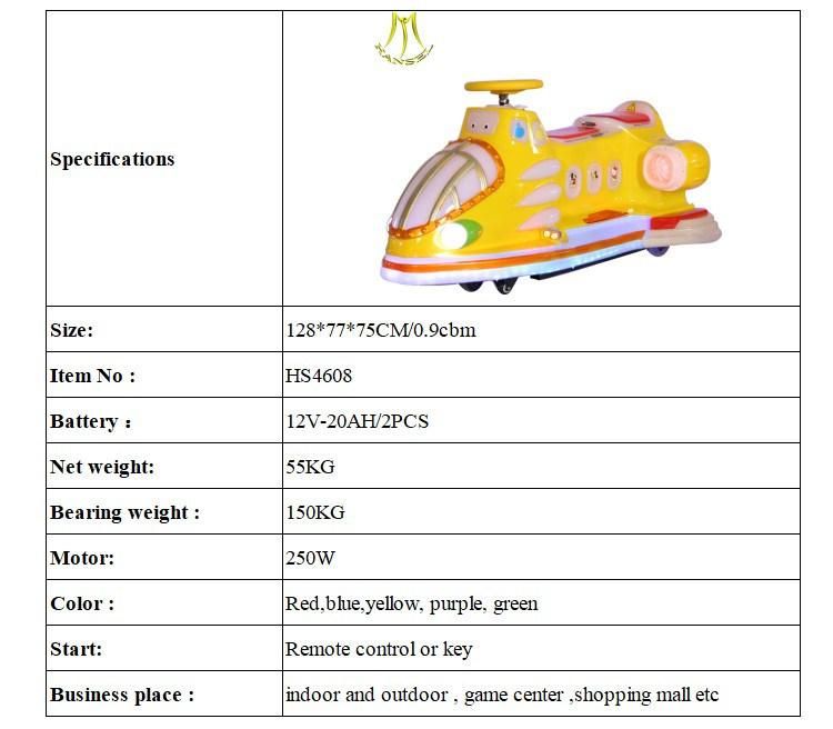 Hansel High Quality Electronic Motorbike for Kids Ride on Airplane for Park