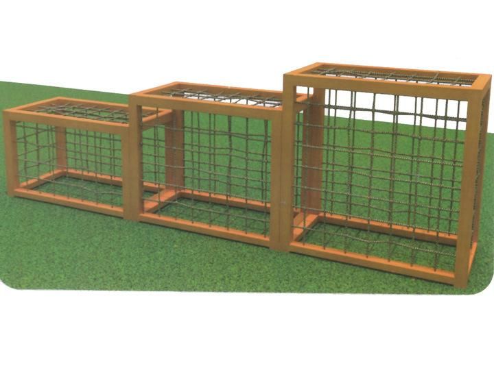 Kindergarten Outdoor Wooden Climbing Frame Outdoor Playground with Net