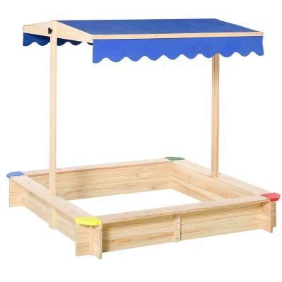 Outdoor Wooden Sandbox Adjustable Children Outdoor Playset Weather Resistant
