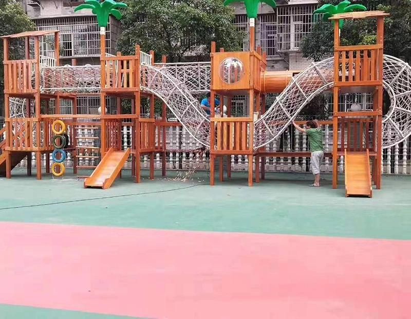 Fashion Design Kids Slide Wood Outdoor Playground