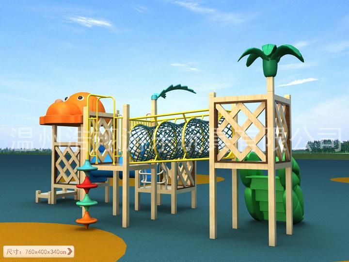 Attractive Children Climbing Wooden Outdoor Playground with Net